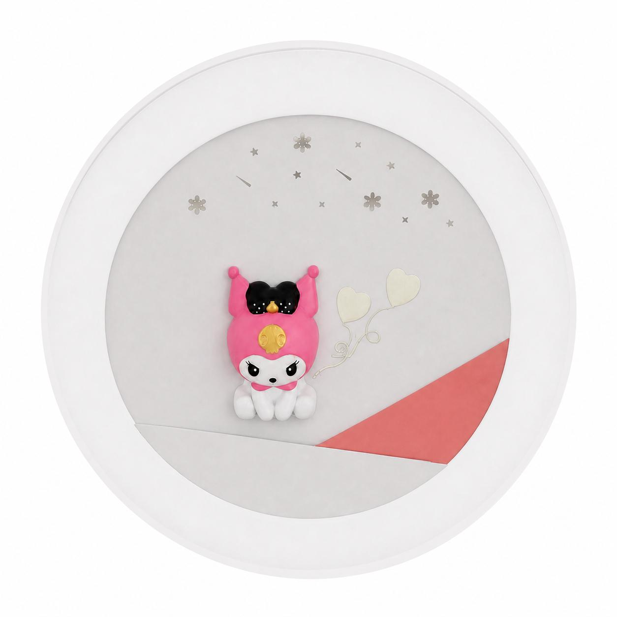 Lumasal Pink Space Friend Flush-Mount Ceiling Light for Children's Rooms — Lights off, White background