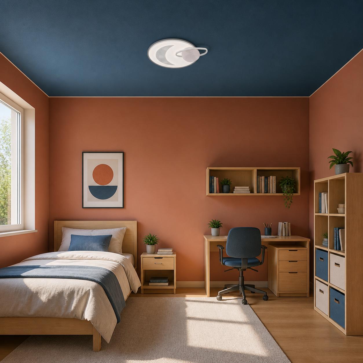Lumasal Plafonnier Lune pour Chambre d’Enfant — Éclairage éteint, Pièce