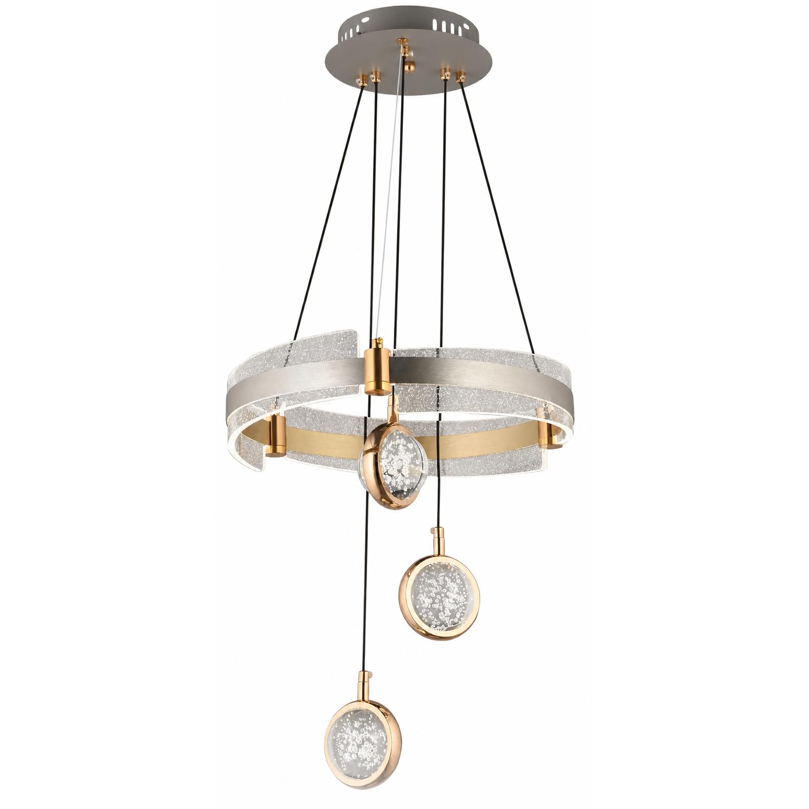 Orbita Lustre suspendu annulaire à trois lumières, finition cuivre — Éclairage éteint, Fond blanc