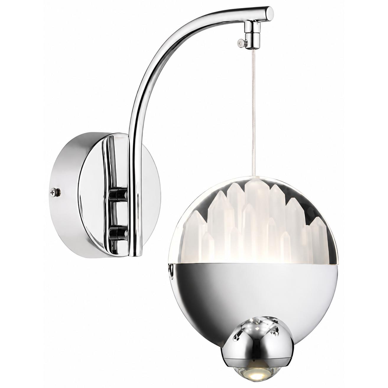 Ovolia Chrome Oval Pendant Wall Light — Lights on, White background