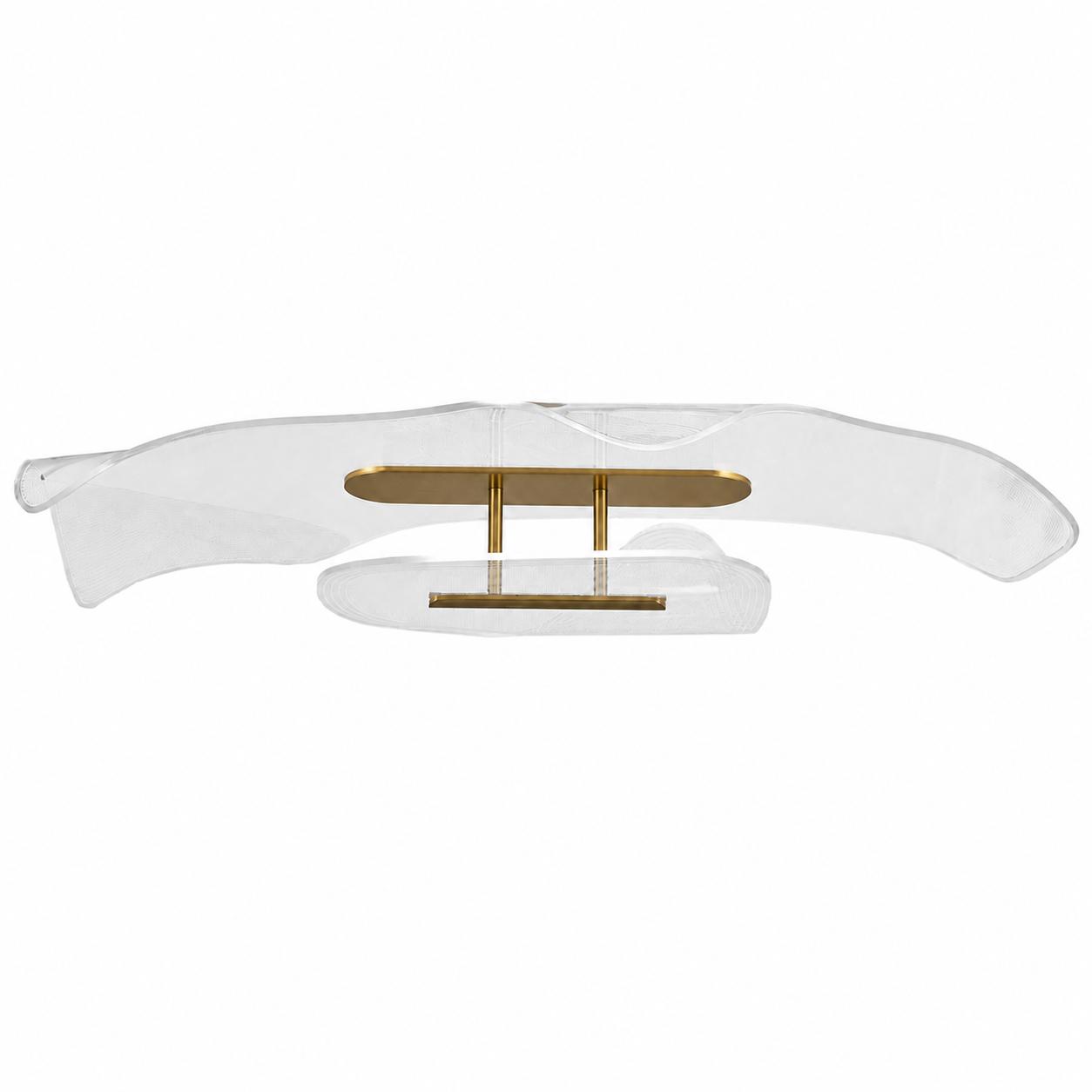 Flue Plafón LED dorado de acrílico con forma ondulada — Luces apagadas, Fondo blanco