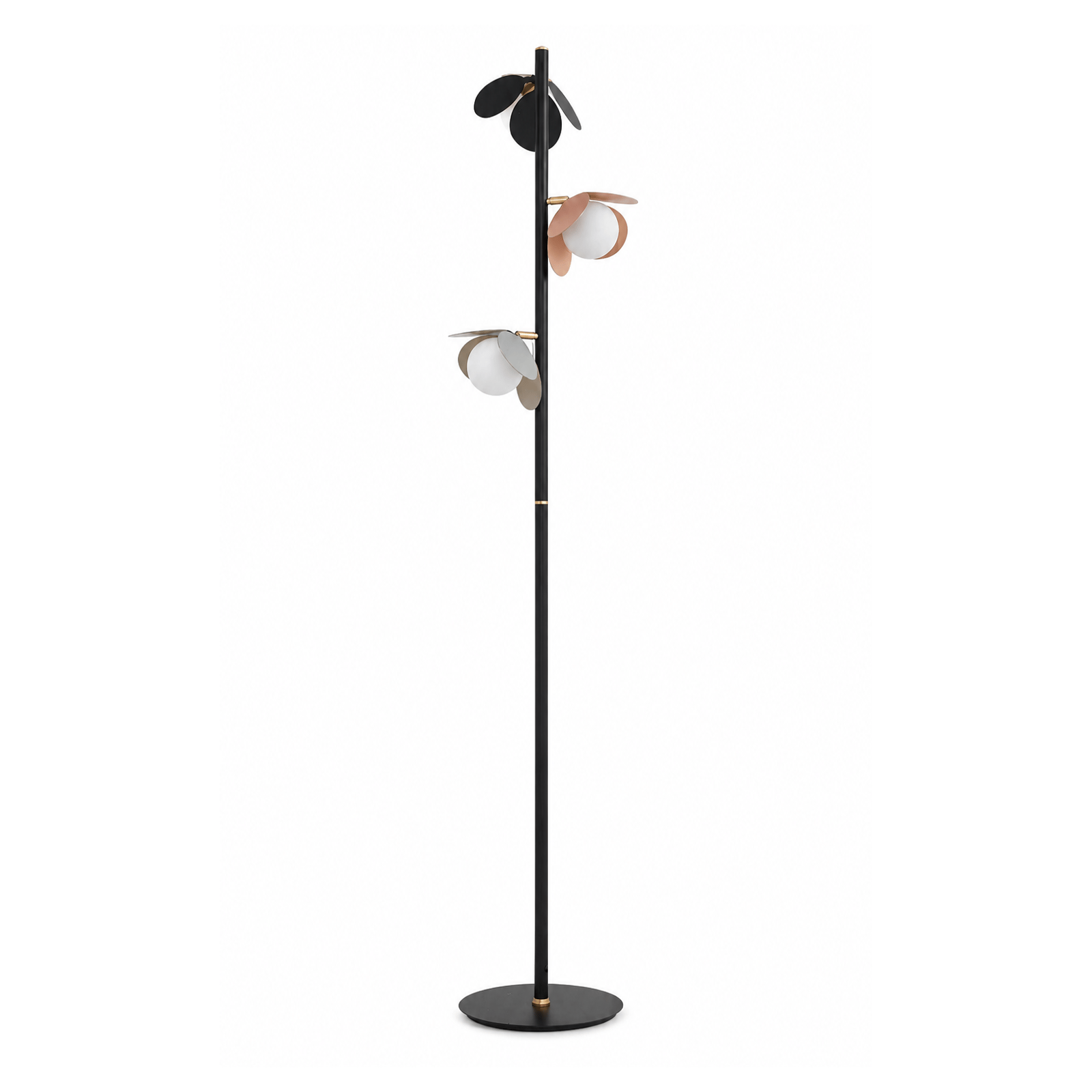 Bloom Lampadaire floral à 3 lumières — Éclairage éteint, Fond blanc