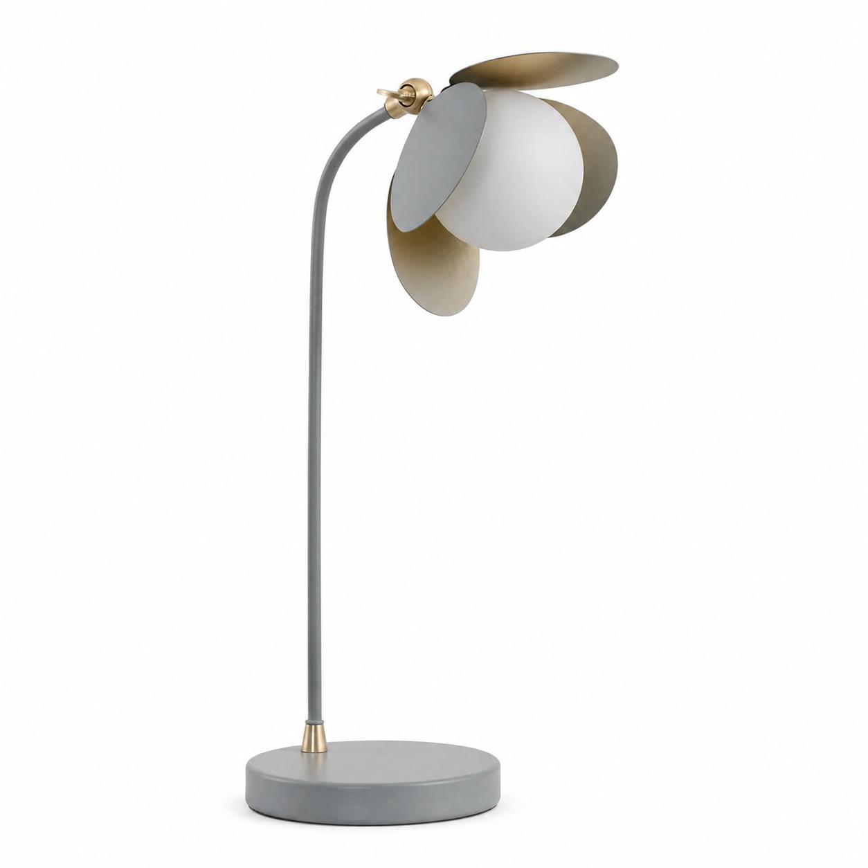 Bloom Lampe de table fleur en verre opale — Éclairage éteint, Fond blanc