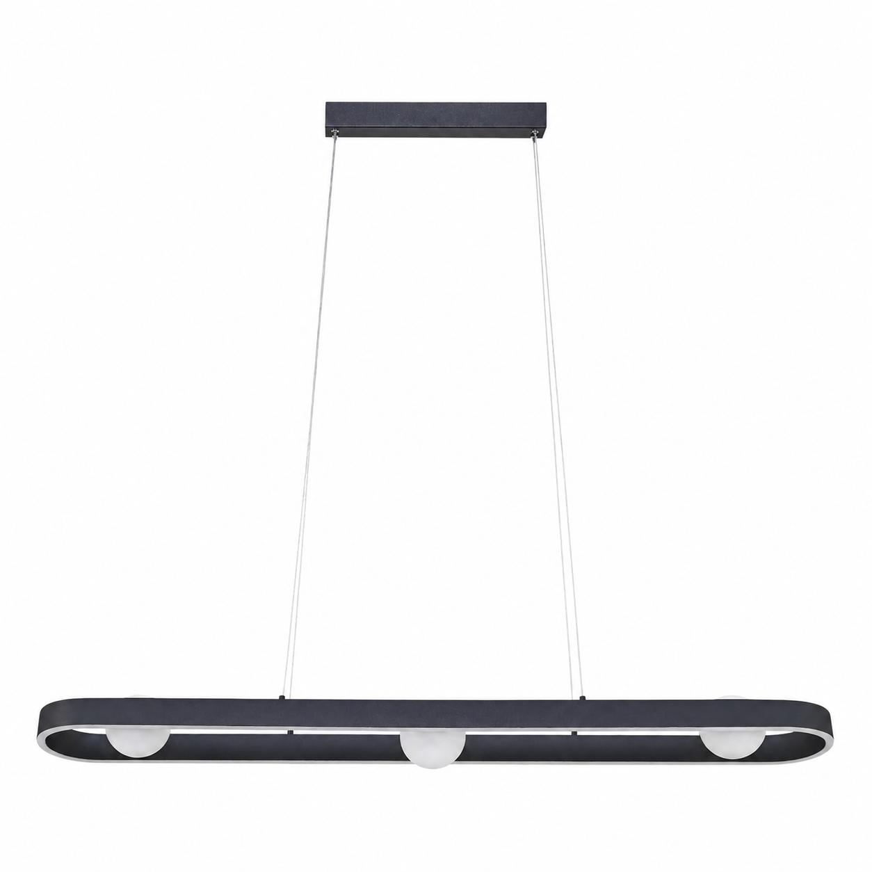 Orbella Schwarze LED-Pendelleuchte mit 3 Opalglaskugeln — Licht aus, Weißer Hintergrund