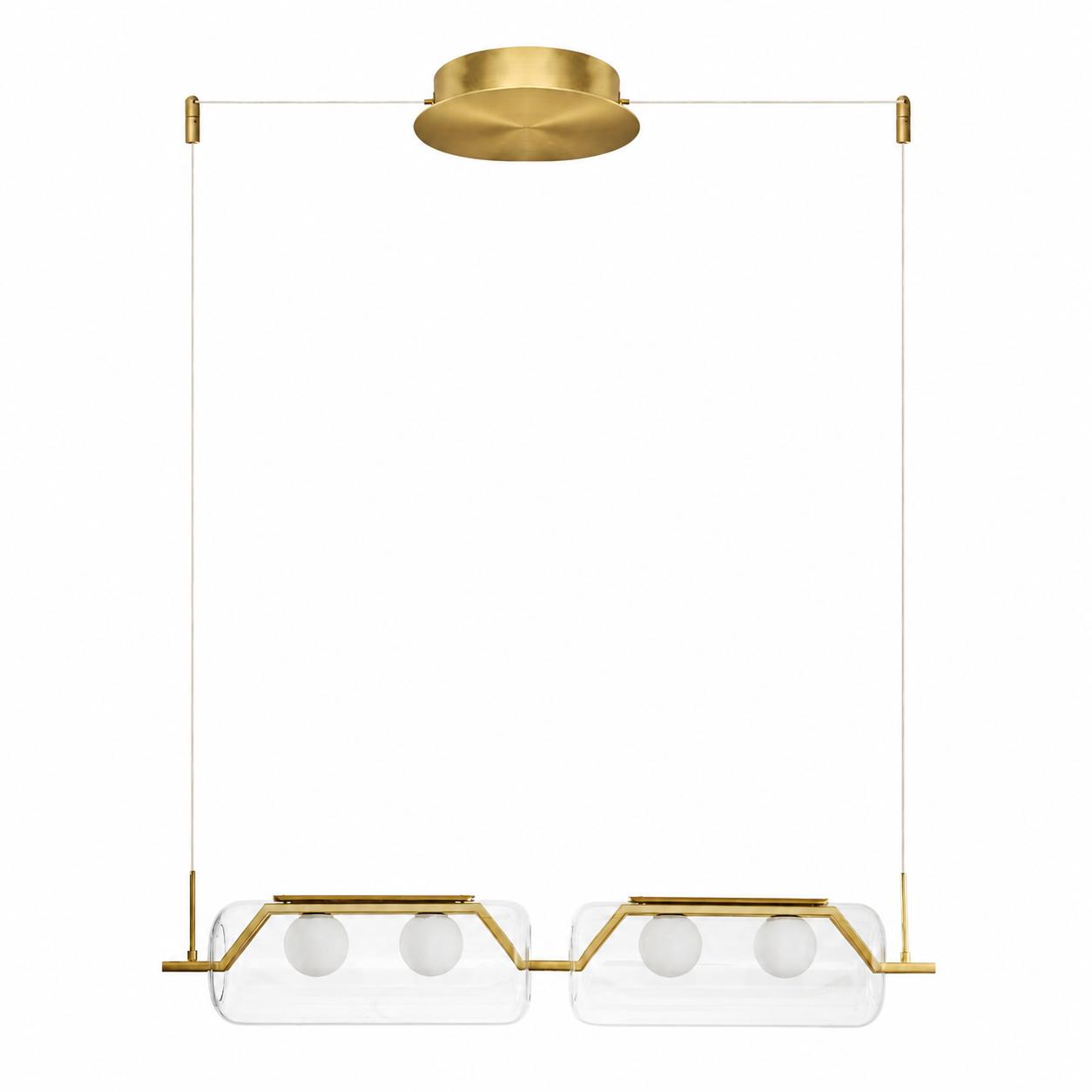 Aspect 4-flammige lineare Pendelleuchte mit Glaskapseln — Licht aus, Weißer Hintergrund