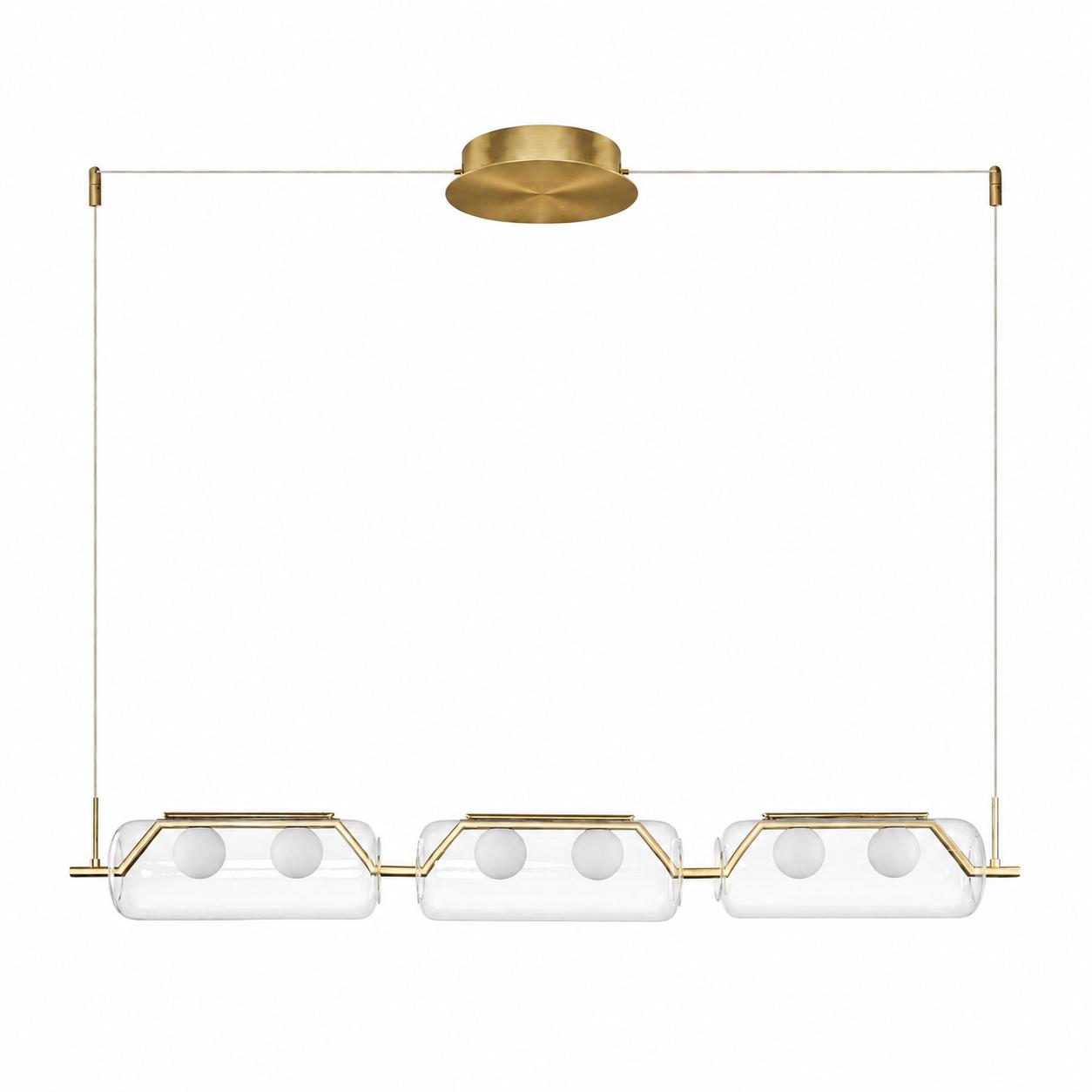 Aspect 6-flammige lineare Pendelleuchte mit Glaskapseln — Licht aus, Weißer Hintergrund