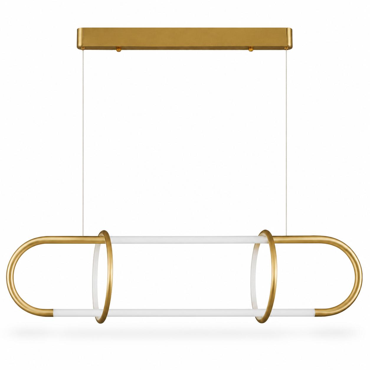 Contour Suspension LED horizontale à anneaux — Éclairage éteint, Fond blanc