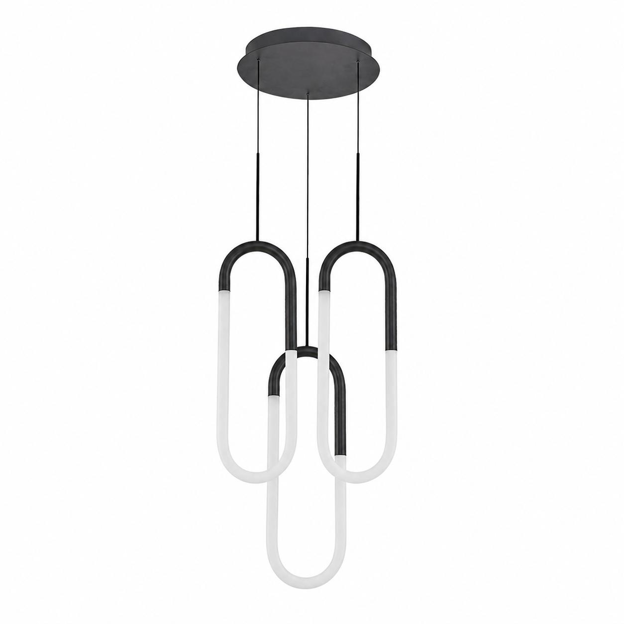 Contour Suspension LED groupée à 3 formes verticales en U — Éclairage éteint, Fond blanc