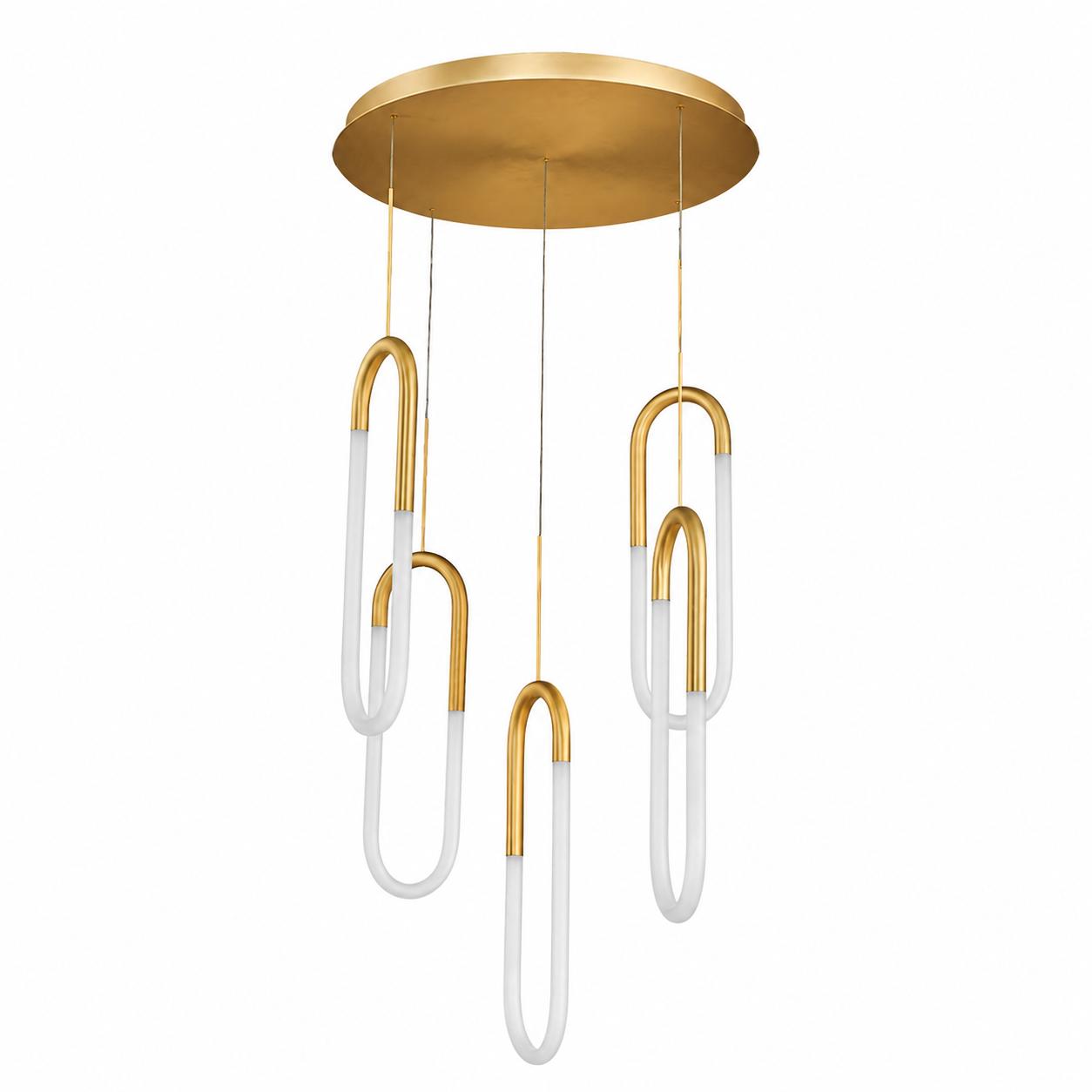 Contour Suspension LED groupée à 5 formes verticales en U — Éclairage éteint, Fond blanc