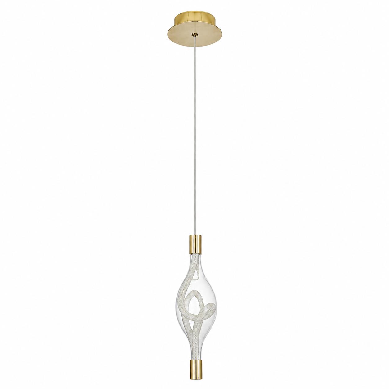 Lyrith Suspension LED simple en verre spiralé — Éclairage éteint, Fond blanc