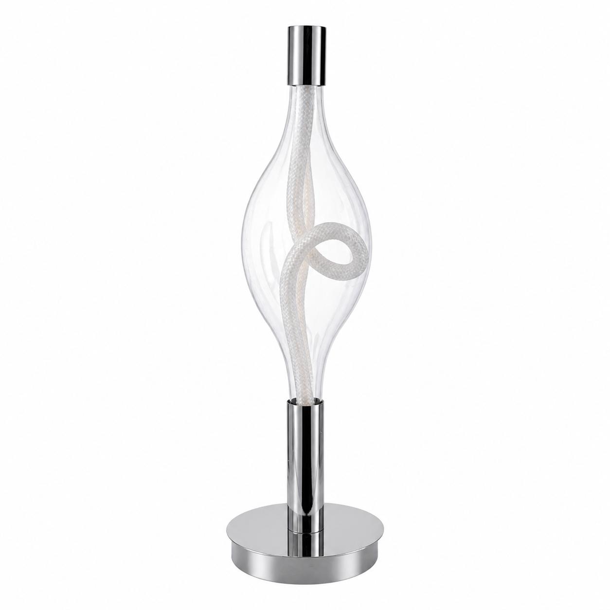 Lyrith Lampe de table LED en verre spiralé — Éclairage éteint, Fond blanc