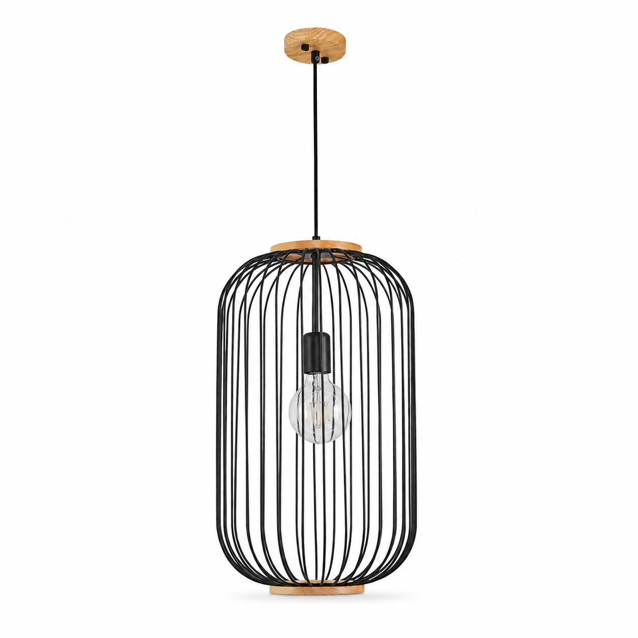 Alder 30 cm Dikey Metal Kafes Ahşap Sarkıt — Işıklar kapalı, Beyaz fon