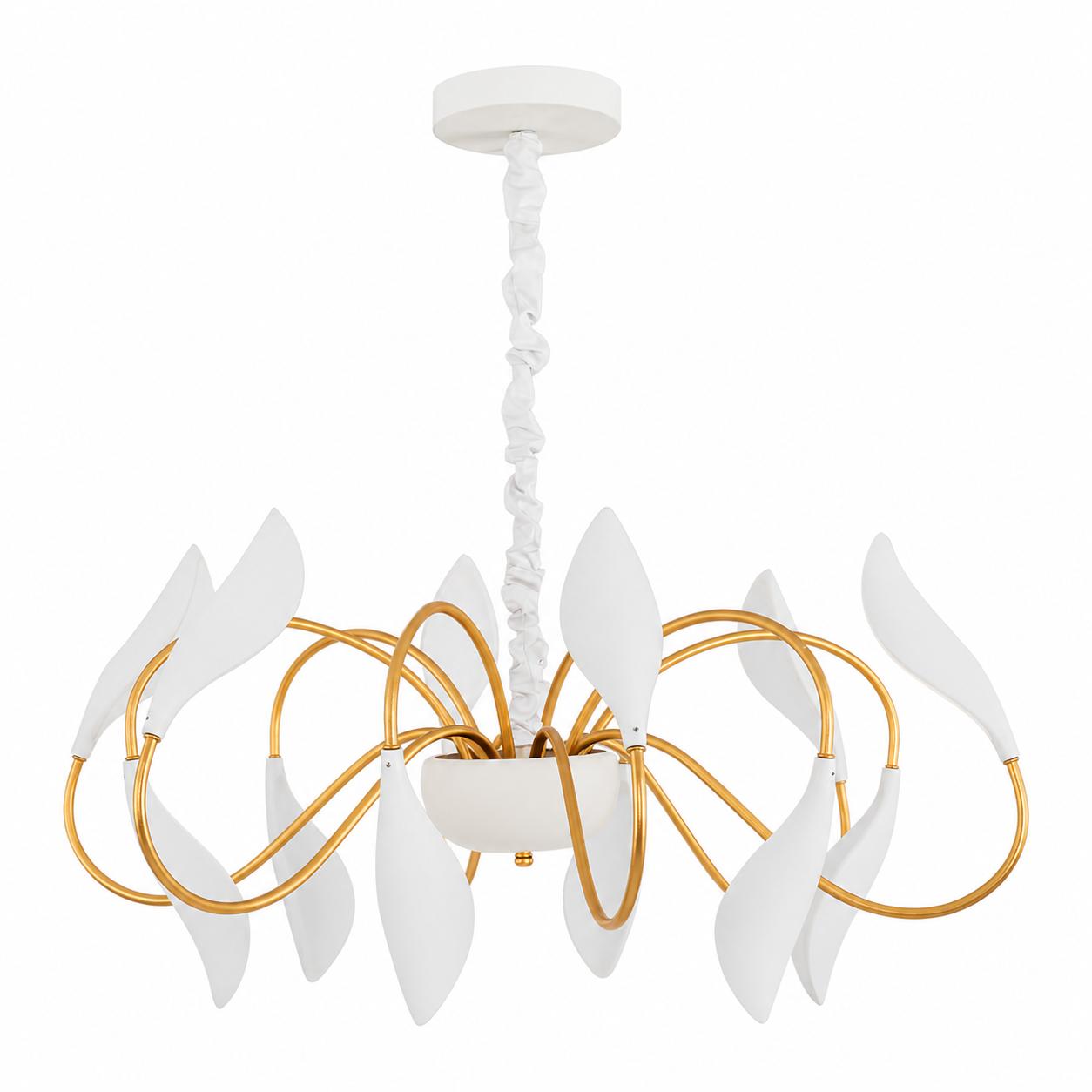 Tendril 12-Light Ring Pendant with Leaf LED Heads — Lights off, White background