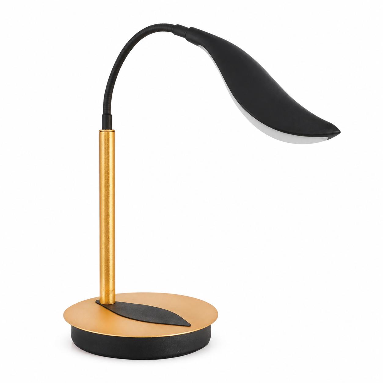 Tendril Flexible-Arm Leaf LED Table Lamp — Lights off, White background