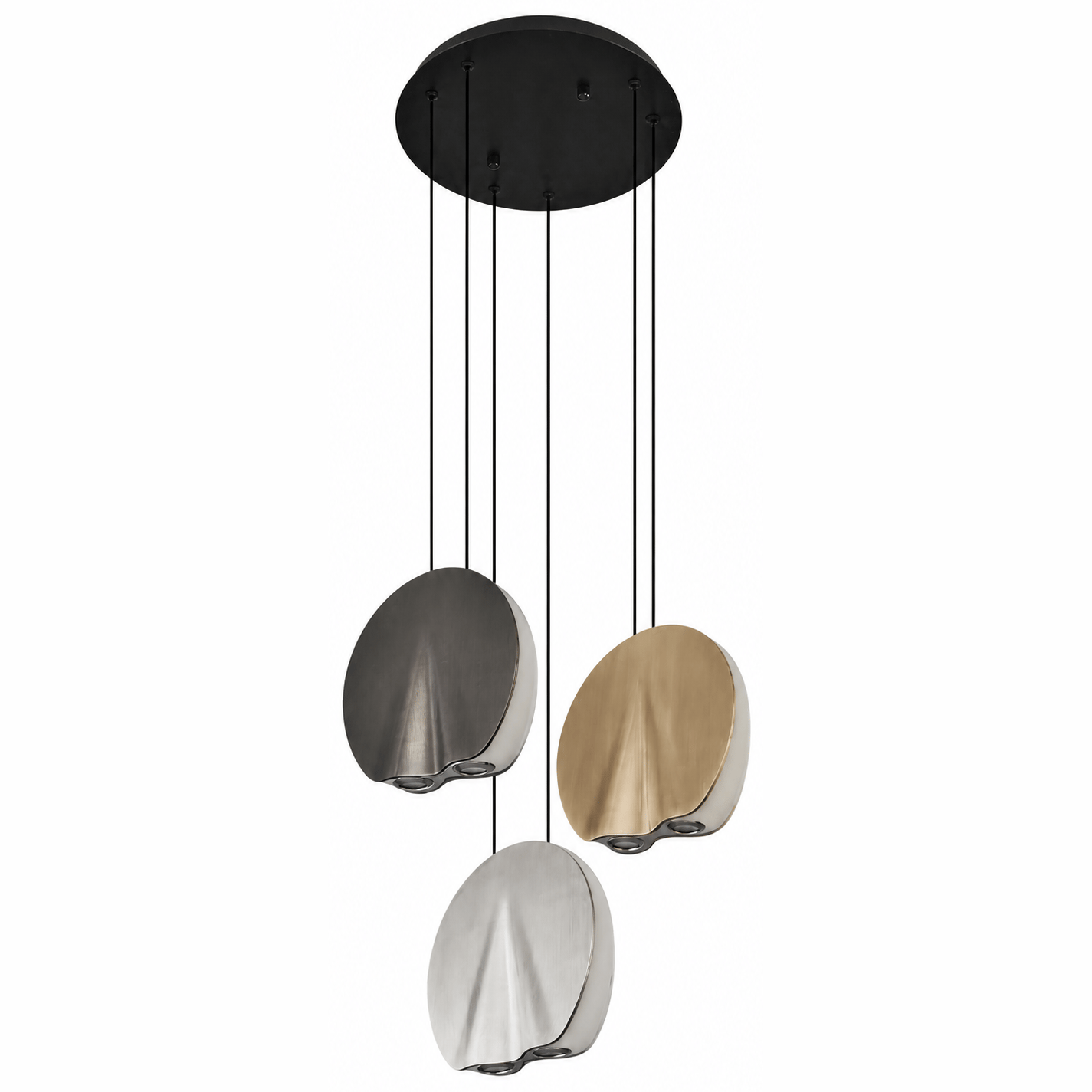 Oyster 3-flammige LED Pendelleuchte — Licht aus, Weißer Hintergrund