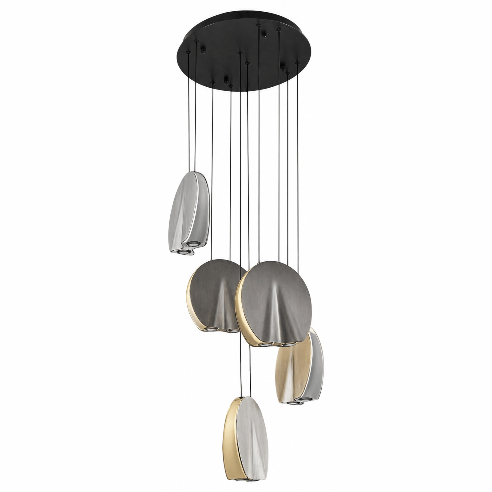 Oyster 5-flammige LED Pendelleuchte — Licht aus, Weißer Hintergrund