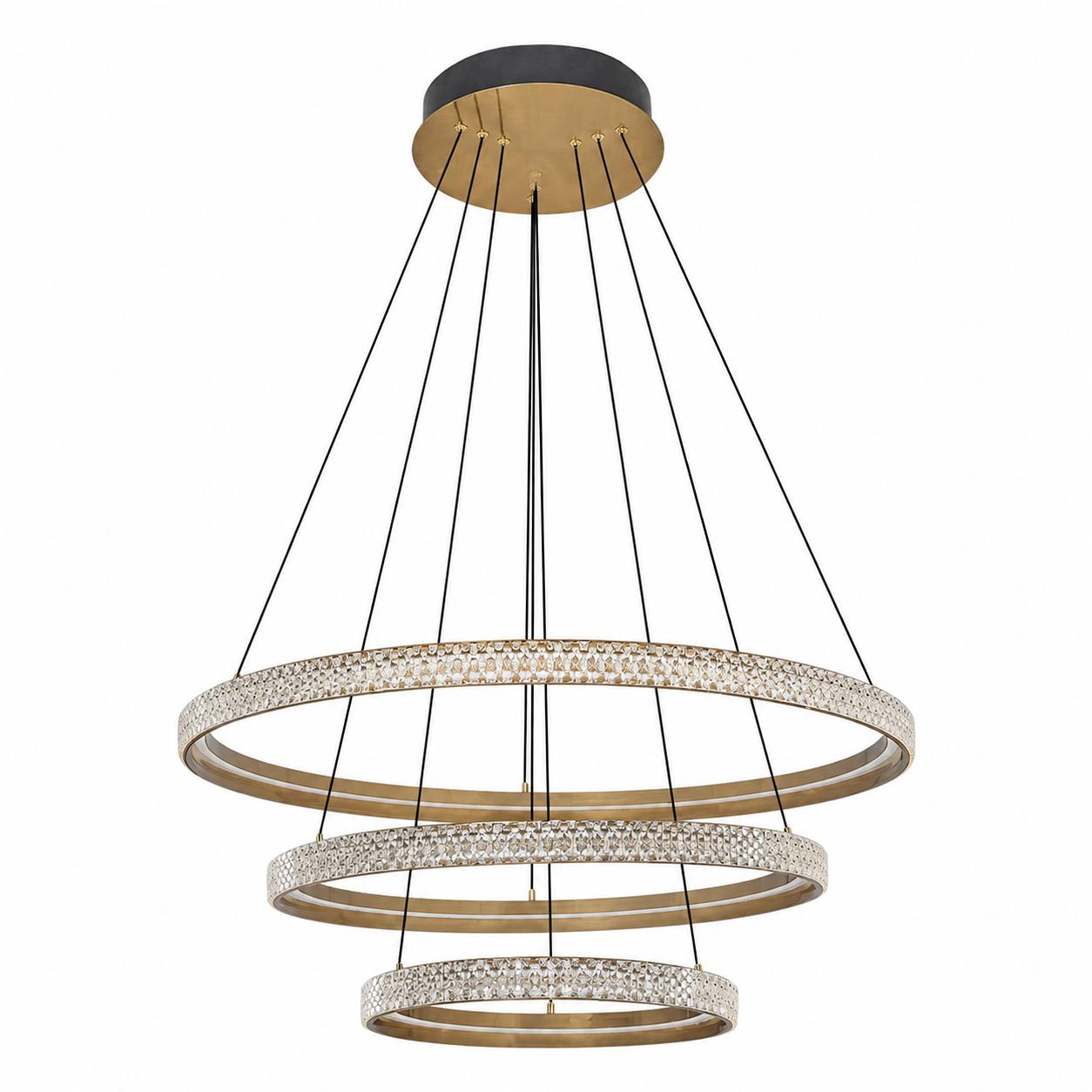 Cipel 3-Ring Prismatic LED Pendant — Lights off, White background