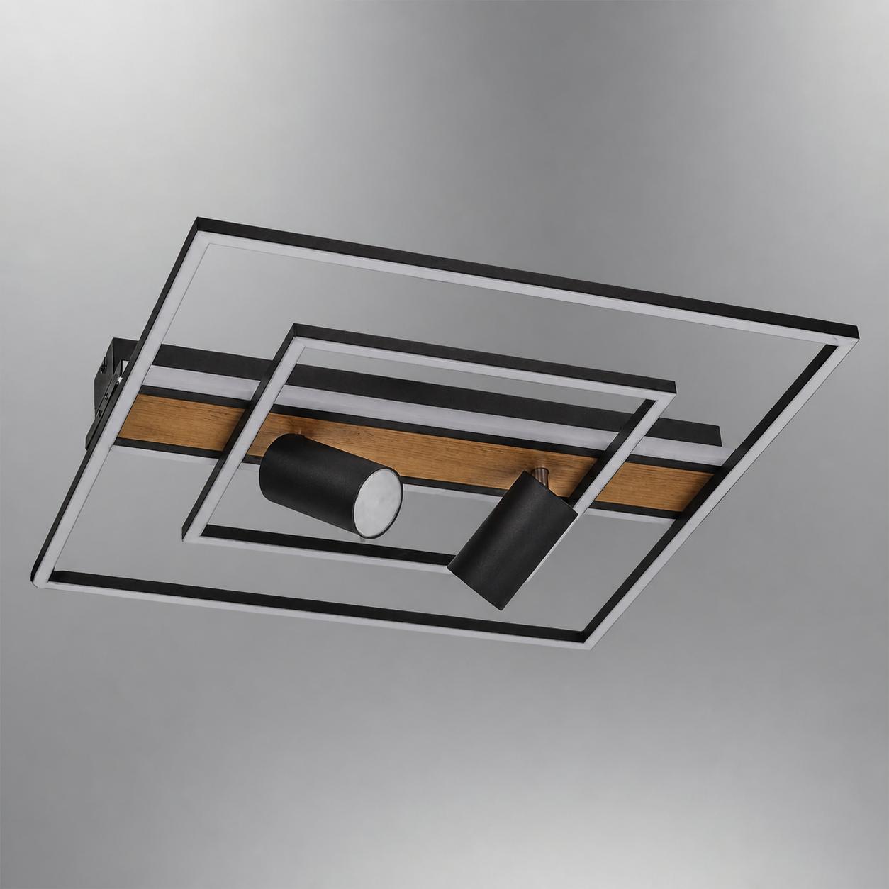 Reon Double-Frame LED Ceiling Light with 2 Spots — Lights off, White background