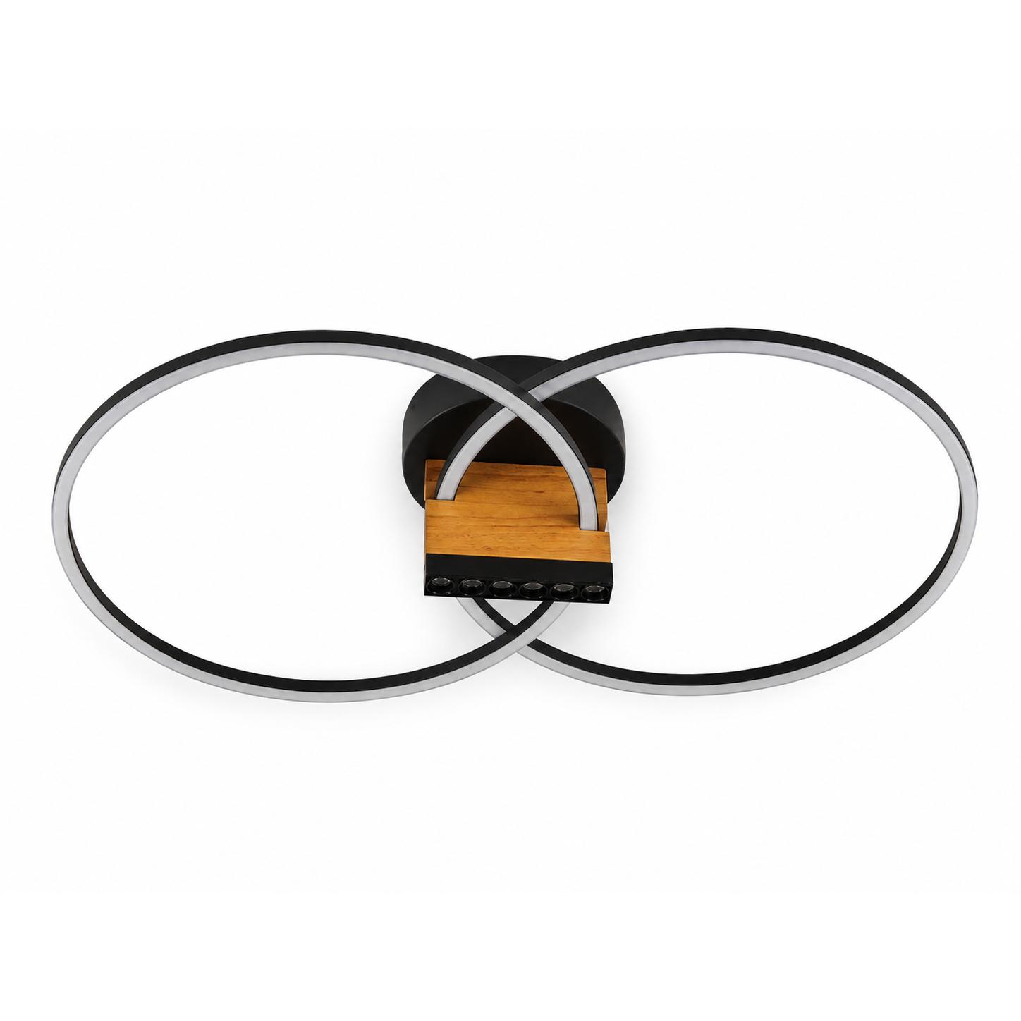 Rondel Interlocking Double-Ring LED Ceiling Light — Lights off, White background