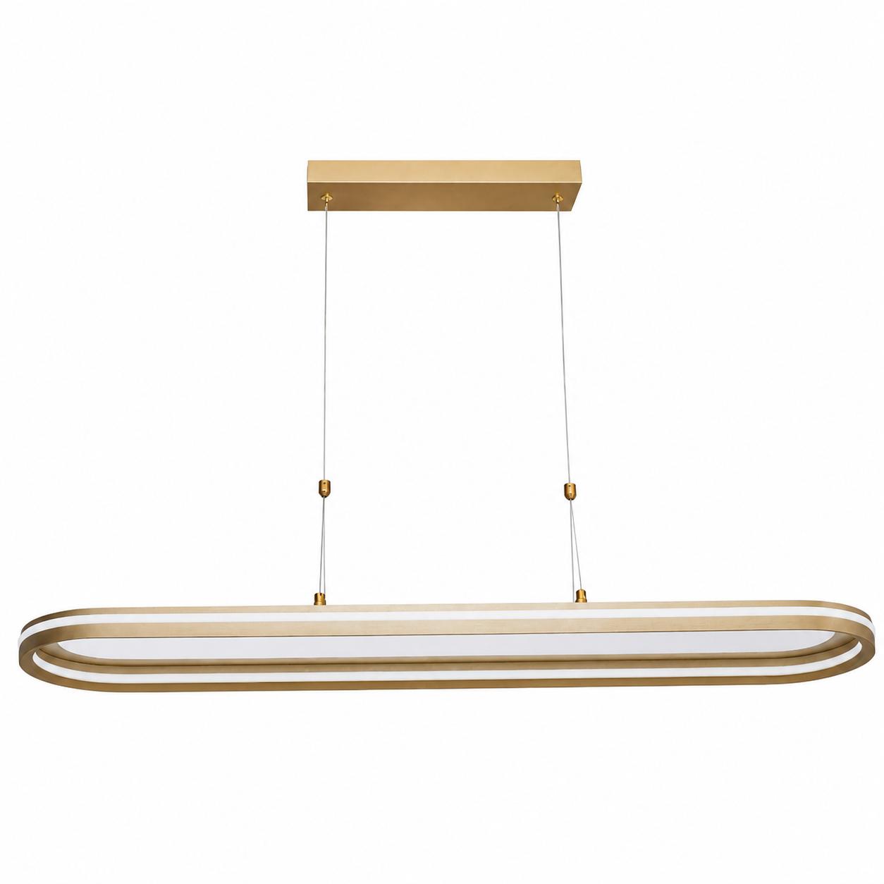 Madras Suspension LED ovale allongée — Éclairage éteint, Fond blanc