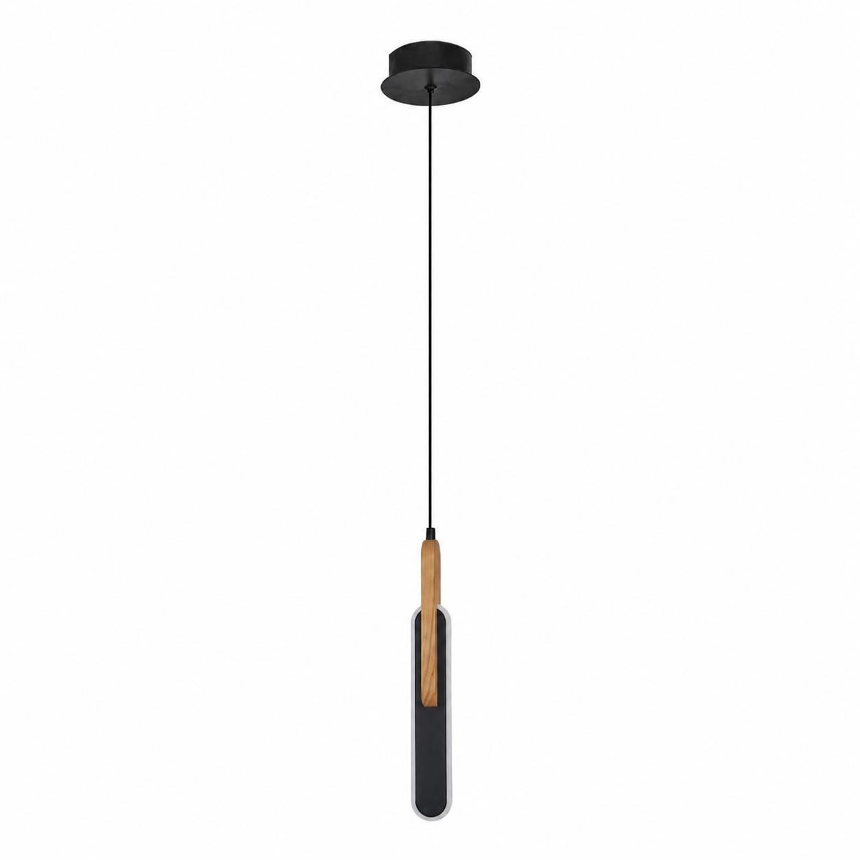 Timber Einflammige LED-Pendelleuchte mit Eichendetail — Licht aus, Weißer Hintergrund