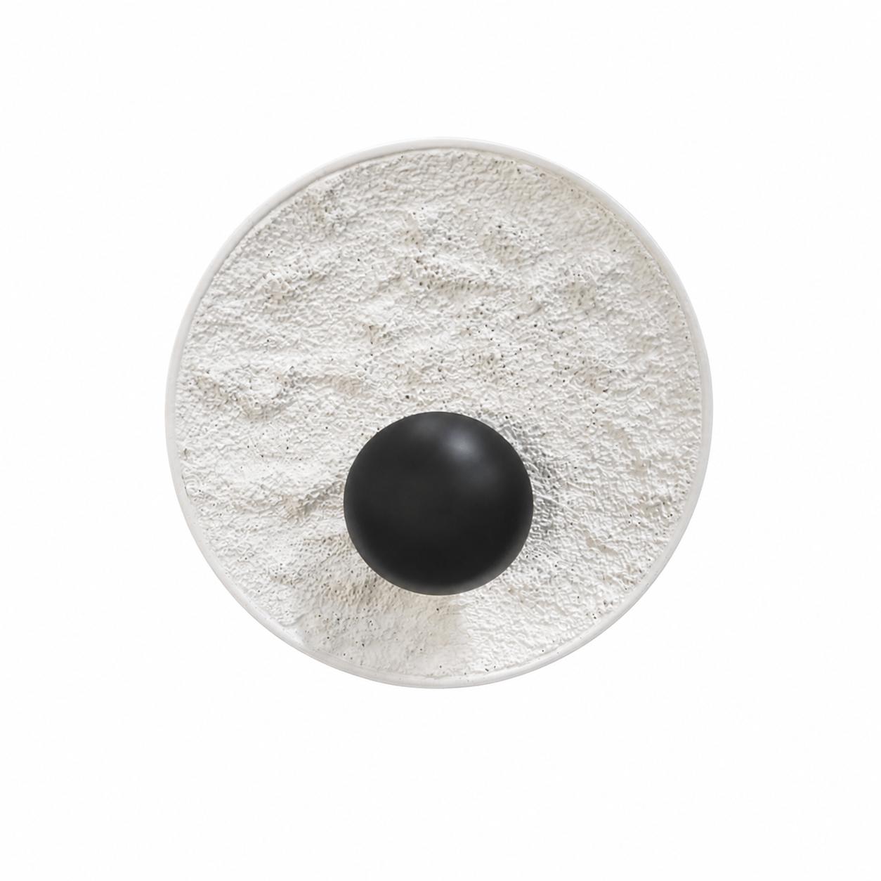 Lunet Textured Round LED Wall Light — Lights off, White background