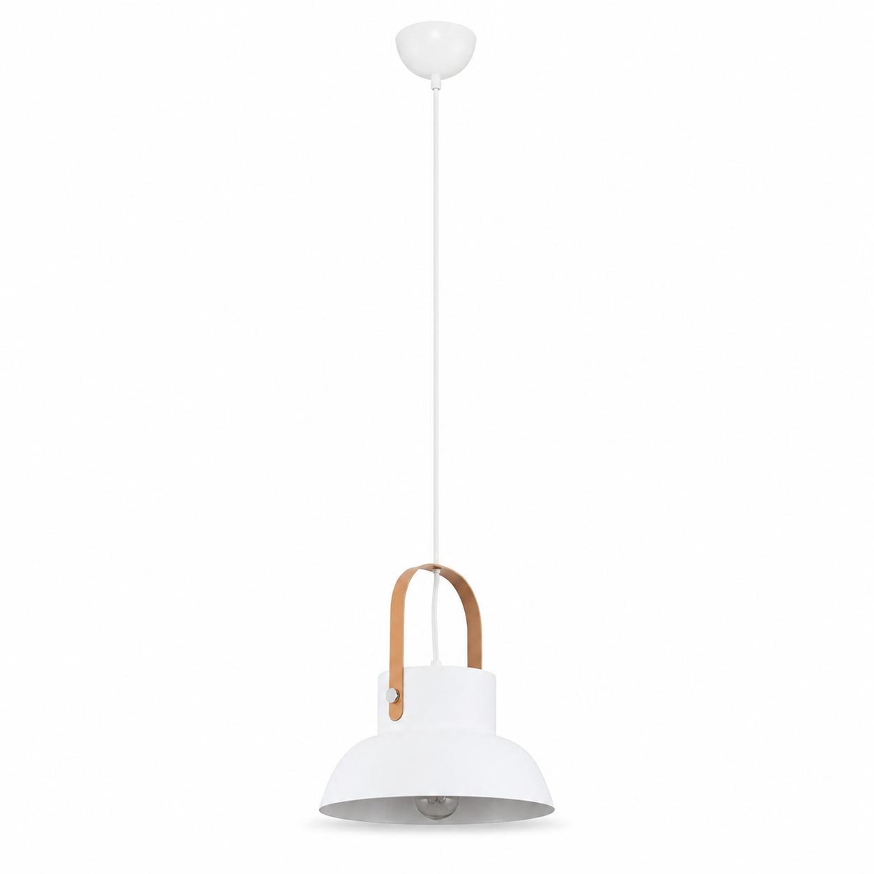 Conix Single LED Pendant with Leather Handle — Lights off, White background