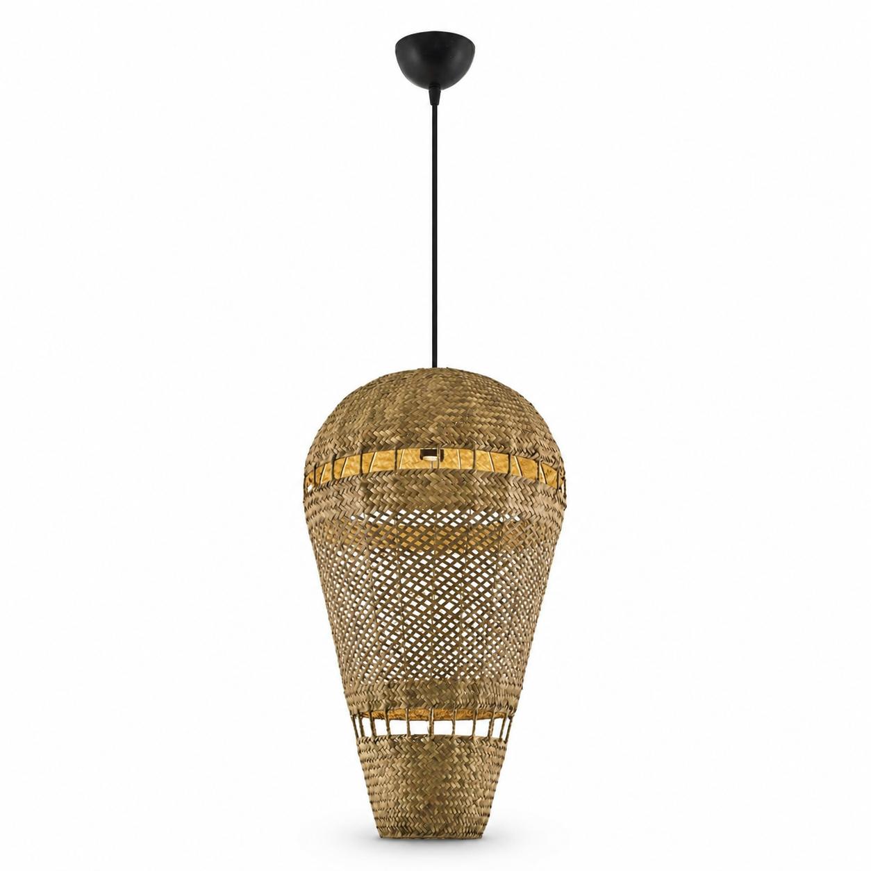 Bracken Lange Korb-Pendelleuchte in Ballonform — Licht aus, Weißer Hintergrund